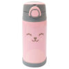 Garrafa Térmica Infantil Canudo Parede Dupla Inox Gumy Rosa 400ml - Buba