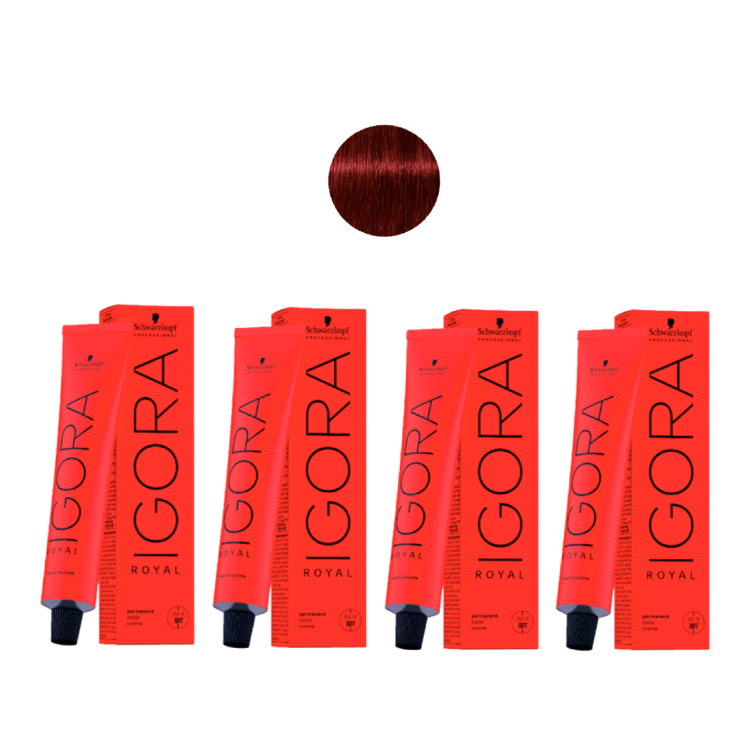 Kit - 4 Unidades Igora Royal 5.88 Castanho Claro Vermelho Extra 60ml - Schwarzkopf